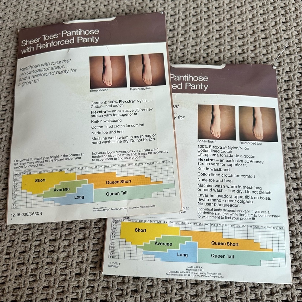 Vintage NEW JCPenney Sheer Toes Reinforced Pantyhose Shell & Sea Spa Sz Average - Picture 5 of 7